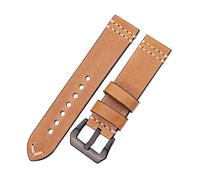 WchsTUmpxN Correa universal, repuesto de correa de reloj de piel de vaca vintage elegante y gruesa de 20/22/24 mm for mujeres y hombres, accesorios de reloj analógico(Yellow black Buckle,20mm)