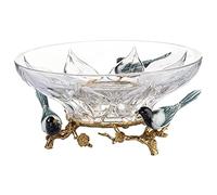 WchsTUmpxN Fruteros de encimera, Cesta de frutas, cuenco de cristal, estilo retro chino, creativo, hecho a mano, plato transparente con base de cobre, escurreplatos