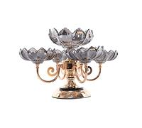 WchsTUmpxN Fruteros de encimera, Frutero/Bol de cristal, estilo retro chino, color gris, varios niveles, ideal for el hogar o la sala de estar. Base metálica. Plato for dulces.