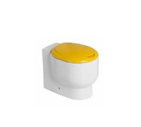 Wckids Unisan inodoro de suelo con tapa de plástico elástomero en acabado blanco de alta calidad - Escobillero amarillo / Color azul