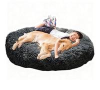 Wclavion Cama Ortopédica para Perros Grande Redonda, Colchón de Espuma con Memoria Lavable para Perros Grandes, Impermeable Antideslizante para Labrador, Pastor y Gatos en Forma de Donut(100cm)