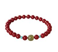 WCOCOW Pulsera de amuleto de Feng Shui, pulsera de cristal de cinabrio para mujer, piedra preciosa natural, pulsera de la fortuna roja, piedras reiki, pulsera de cuarzo de cristal, regalo para atraer