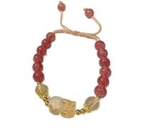 WCOCOW Pulsera de Feng Shui Pixiu/Pi Yao, pulsera de cristal de citrino natural, pulsera de piedras preciosas de chakras, pulsera de buena suerte, amuleto ajustable que atrae la riqueza y el éxito