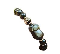 WCOCOW Pulsera de riqueza de Feng Shui, pulsera de cristal de obsidiana negra, pulsera de piedras preciosas naturales, pulsera de cerdo de la suerte, pulsera de cuarzo Reiki con cristales de chakra