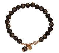 WCOCOW Pulsera Feng Shui de obsidiana dorada con piedras preciosas naturales para mujeres y hombres, dijes de la fortuna, pulsera de buena suerte, pulsera de cristal de cuarzo chakra, pulsera elástica