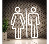 WCTYSONG Letrero de neón regulable for baño - Luz LED blanca fría de 33 cm con alimentación USB, ideal for bares, pubs, hoteles, cafeterías y oficinas.