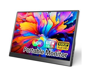 WCV Monitor portátil de 15.6 Pulgadas 1080P USB-C HDMI Ultra Delgado Monitor de Viaje con Soporte, Compatible con Xbox, portátil, PC, teléfono Mac, PS, Swich IPS Ultra Delgado Zero Frame Monitor para