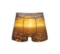 WCXTHGFA Calzoncillos tipo bóxer para hombre, diseño de girasol, puesta de sol, mar de flores, ropa interior cómoda para hombre, Negro, S