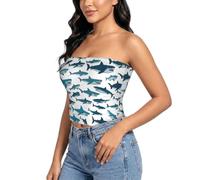 WCXTHGFA Camiseta sin tirantes para mujer con estampado de estrellas de mar y conchas, Patrón de tiburón con varios gestos1, XXL