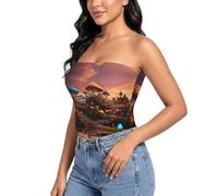 WCXTHGFA Camiseta sin tirantes para mujer con estampado de huellas de dinosaurio, Magic Mushroom, S