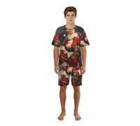 WCXTHGFA Conjunto de pijama para hombre con estampado de Feliz Navidad, ropa de dormir cómoda para hombre, perfecto para las noches de verano, Negro, XXL