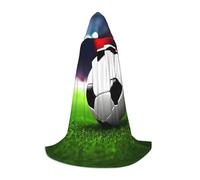 WCXTHGFA Disfraz de Halloween con estampado de balón deportivo de fútbol, capa medieval con capucha cómoda, para cosplay, fiestas y mucho más