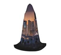 WCXTHGFA Disfraz de Halloween con estampado de horizonte de Los Ángeles, capa medieval con capucha cómoda, para cosplay, fiestas y mucho más