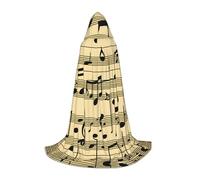 WCXTHGFA Disfraz de Halloween con estampado de notas musicales, capa medieval con capucha cómoda, para cosplay, fiestas y mucho más