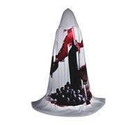 WCXTHGFA Disfraz de Halloween con estampado de vino tinto, capa medieval con capucha cómoda, para cosplay, fiestas y mucho más