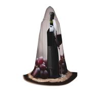 WCXTHGFA Disfraz de Halloween con estampado de vino tinto, capa medieval con capucha cómoda, para cosplay, fiestas y mucho más
