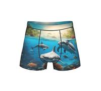 WCXTHGFA Dolphins Sea Turtle Shark Octopus Coral Print Ropa interior cómoda para hombre, calzoncillos tipo bóxer para hombre, ropa interior para hombre, Negro, XL