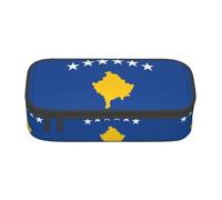 WCXTHGFA Estuche elegante con estampado de bandera de Kosovo, estuche de gran capacidad, ideal para viajes o uso diario, Black, Talla única, Neceser de maquillaje