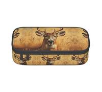 WCXTHGFA Estuche elegante con estampado de ciervo salvaje, estuche para lápices de gran capacidad, ideal para viajes o uso diario, Black, Talla única, Neceser de maquillaje