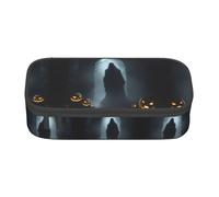 WCXTHGFA Estuche elegante con estampado de fantasmas de Halloween, estuche para lápices de gran capacidad, ideal para viajes o uso diario, Black, Talla única, Neceser de maquillaje