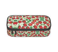 WCXTHGFA Estuche elegante con estampado de fresas, estuche de gran capacidad, ideal para viajes o uso diario, Black, Talla única, Neceser de maquillaje