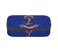 WCXTHGFA Estuche elegante con estampado de la bandera del estado de Dakota del Norte, estuche de gran capacidad, ideal para viajes o uso diario, Black, Talla única, Neceser de maquillaje