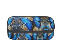 WCXTHGFA Estuche elegante con estampado de mariposa azul, estuche de gran capacidad, ideal para viajes o uso diario, Black, Talla única, Neceser de maquillaje