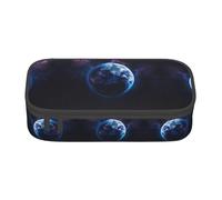 WCXTHGFA Estuche elegante con estampado de planeta de universo para lápices, estuche de gran capacidad, ideal para viajes o uso diario, Black, Talla única, Neceser de maquillaje