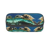 WCXTHGFA Estuche elegante con estampado de tortuga marina de Lord Howe Island, estuche de gran capacidad, ideal para viajes o uso diario, Black, Talla única, Neceser de maquillaje