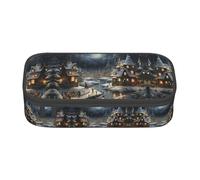 WCXTHGFA Estuche elegante con estampado navideño, estuche para lápices de gran capacidad, ideal para viajes o uso diario, Black, Talla única, Neceser de maquillaje