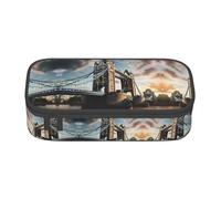 WCXTHGFA Estuche para lápices con diseño histórico de Old Tower Bridge de Londres, estuche de gran capacidad, ideal para viajes o uso diario, Black, Talla única, Neceser de maquillaje