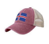 WCXTHGFA Gorra de béisbol de malla transpirable con estampado de bandera de Islandia, perfecta para actividades al aire libre y deportes, rosso, Talla única