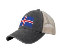 WCXTHGFA Gorra de béisbol de malla transpirable con estampado de bandera de Islandia, perfecta para actividades al aire libre y deportes, Negro, Talla única