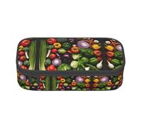 WCXTHGFA Introducción de varios estuches con estampado de verduras y elegante, estuche de gran capacidad, ideal para viajes o uso diario, Black, Talla única, Neceser de maquillaje