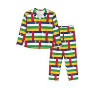 WCXTHGFA Pijama de Navidad con estampado de bandera de África Central, conjuntos de ropa de descanso a juego, para vacaciones y reuniones familiares, Negro, S