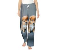 WCXTHGFA Pomeranians Puppies And Point 1 Print - Pantalones de pijama de franela para mujer, pijama de forro polar suave y cálido, perfecto para fines de semana perezosos en casa, Negro, XXL