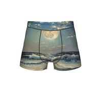 WCXTHGFA Ropa interior cómoda con estampado de luna y mar, calzoncillos tipo bóxer para hombre, ropa interior para hombre, Negro, 4XL