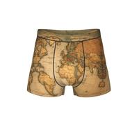 WCXTHGFA Ropa interior cómoda con estampado de mapa del mundo, calzoncillos tipo bóxer para hombre, ropa interior para hombre, Negro, L
