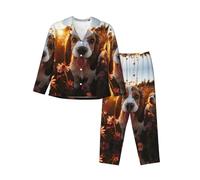 WCXTHGFA Sweet Basset Hound - Pijama de Navidad con estampado floral acogedor, conjuntos de ropa de descanso a juego, para vacaciones y reuniones familiares, Negro, M
