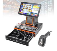 WCXTY Caja Registradora,Touchscreen-TPV Terminal,Tienda Alimentacion Frutería,i5 Grado-8GB-128GB SSD,Conexion LAN-WiFi-Gestion de Inventario-Sistema All-in-One para PC(Black,58mm)