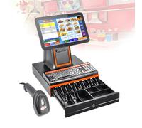 WCXTY Caja Registradora,TPV Terminal-Touchscreen,Salón de Belleza Peluquería,Procesador Grado i5-8GB-128GB SSD,WiFi Doble Banda-Diseño Moderno-Punto (Black,80mm)