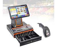 WCXTY Touchscreen,Caja Registradora-TPV Terminal,Estanco Quiosco,15.6 Pulgadas HD-i5-8GB-128GB,Silencioso Sin Ventilador-Impresion Rapida-Terminal Profesional de Negocio(Black,80mm)