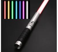 WCZZH RGB Lightsaber, Sable De Luz De Duelo con Mango De Metal, Espada Láser Recargable USB, 7 Modos De Color Claro Y Efectos De Sonido De Combate De Alta Simulación, para Adultos Y Niños, Gray
