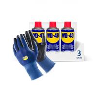 WD-40 - Pack 3 + Guantes de Regalo - Producto Multi-Uso - Spray 200ml - Aplicación amplia o precisa. Lubrica, Afloja, Protege del óxido, Dieléctrico, Limpia ...
