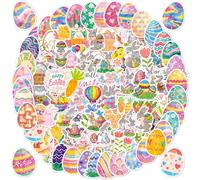 WD&CD 100PCS Pegatinas de Pascua, Cartoon Pegatinas Pascua Lindas Pegatinas Impermeables para Huevos de Pascua,Tarjetas Decoración, Infantiles Pegatinas para Portátiles, Monopatines, Taza de Agua