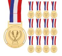 WD&CD 12 Piezas Ganador Medallas de Metal de Oro, con Cintas, para Fiestas Decoraciones y Concurso Premios Deportivos Día del Deporte Escolar