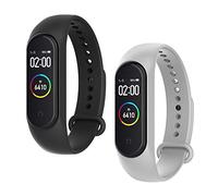 WD&CD 2 Pack Correa de Silicona Compatible con Xiaomi Mi Band 3/4 Correa de Reloj, Muñequera Ajustable Colorida de Reemplazo Suave Banda de Reloj Deportivo para Xiaomi Mi Band 3/4 （Negro + Gris）