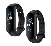 WD&CD 2 Pack Correa de Silicona Compatible con Xiaomi Mi Band 6/ Mi Band 5 Correa de Reloj, Pulsera Muñequera Ajustable Banda de Reloj, Negro + Negro