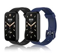 WD&CD 2 Pack Correa de Silicona Compatible Con Xiaomi Mi Band 7 Pro, Pulsera Ajustable Para Reloj (Negro + Azul Marino)