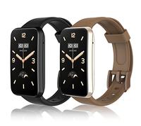 WD&CD 2 Pack Correa de Silicona Compatible con Xiaomi Mi Band 7 Pro, Pulsera Compatible para Mi Band 7 Pro, Muñequera Ajustable Banda de Reloj para Mi Band 7 Pro (Negro + Caqui)